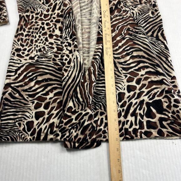 Neiman Marcus Cashmere Animal Print Cardigan L Luxe Drape Open Front Safari Glam - Picture 6 of 10
